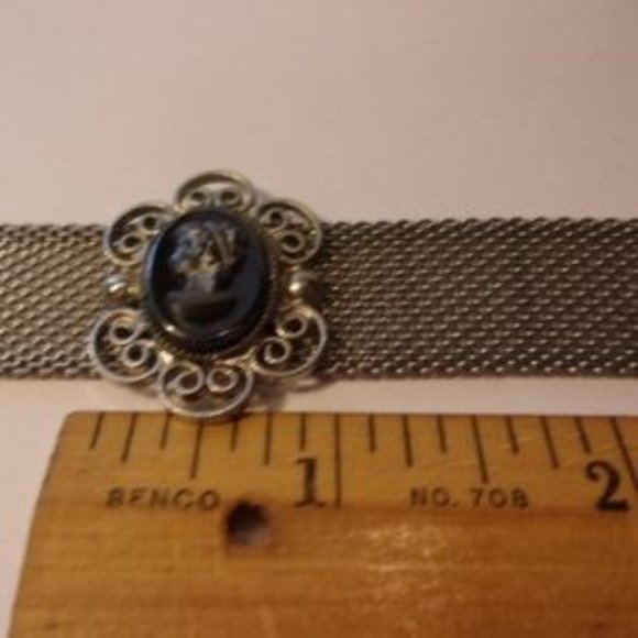 "Vintage Paradise Mesh Cameo Bracelet 7"" Long " - Picture 6 of 8